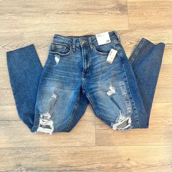 NWT Aero Curvy Mom Jean Sz 2 Distressed New - Picture 2 of 7